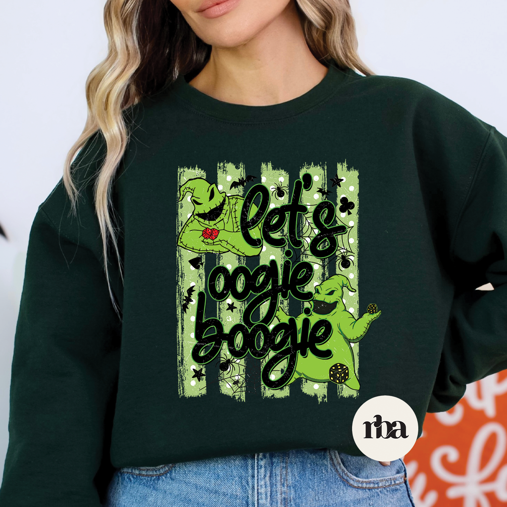Lets Oogie Boogie Sweatshirt mockup.