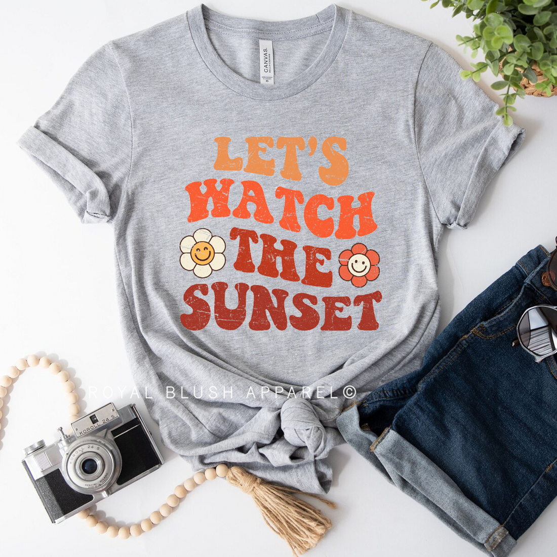 Regardons le T-shirt unisexe décontracté Sunset