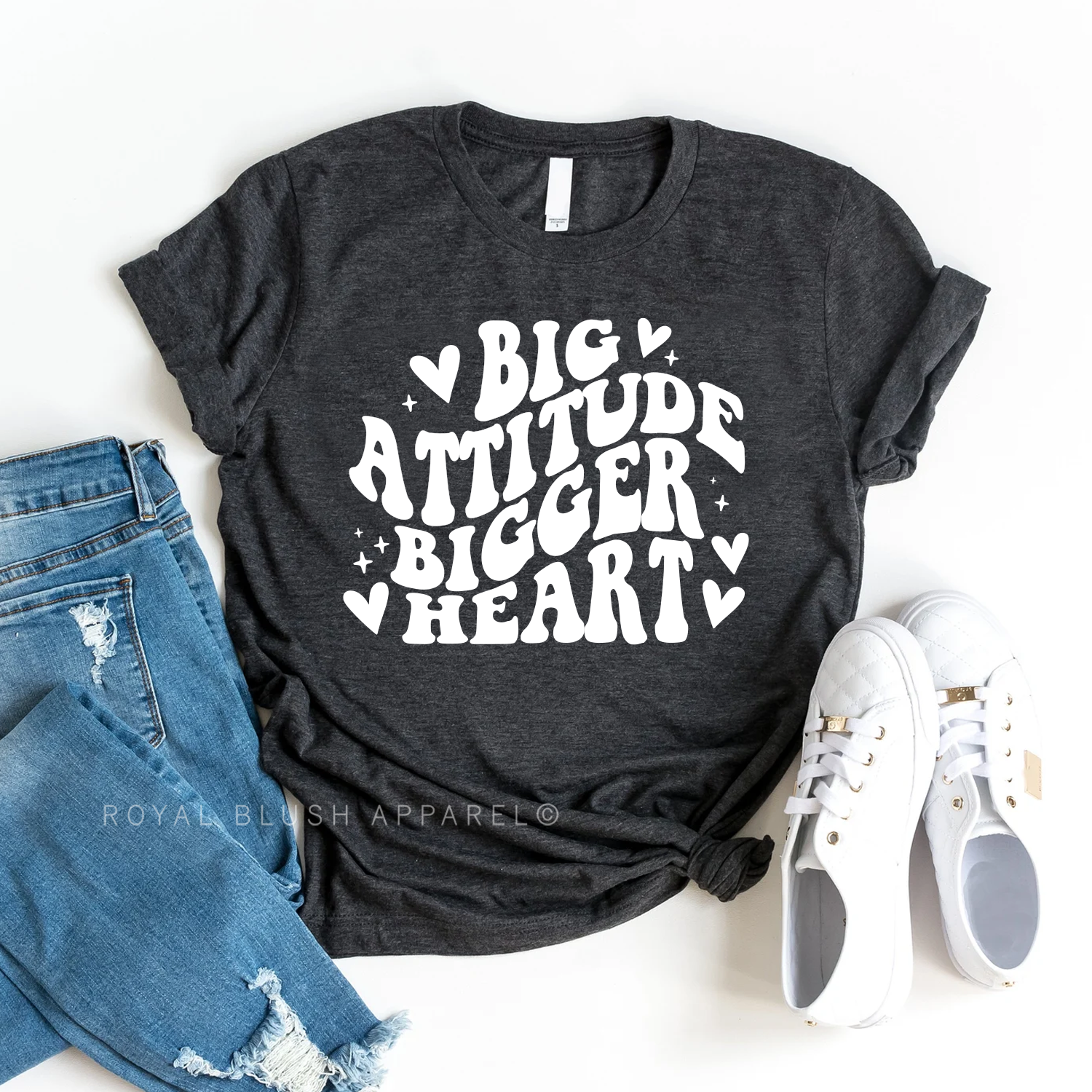 Big Attitude Bigger Heart Relaxed Unisex T-shirt