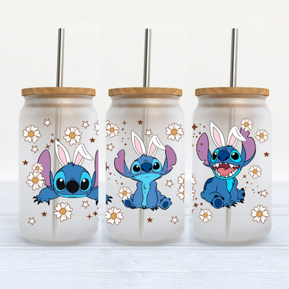 Easter White Daisies Iced Coffee Glass