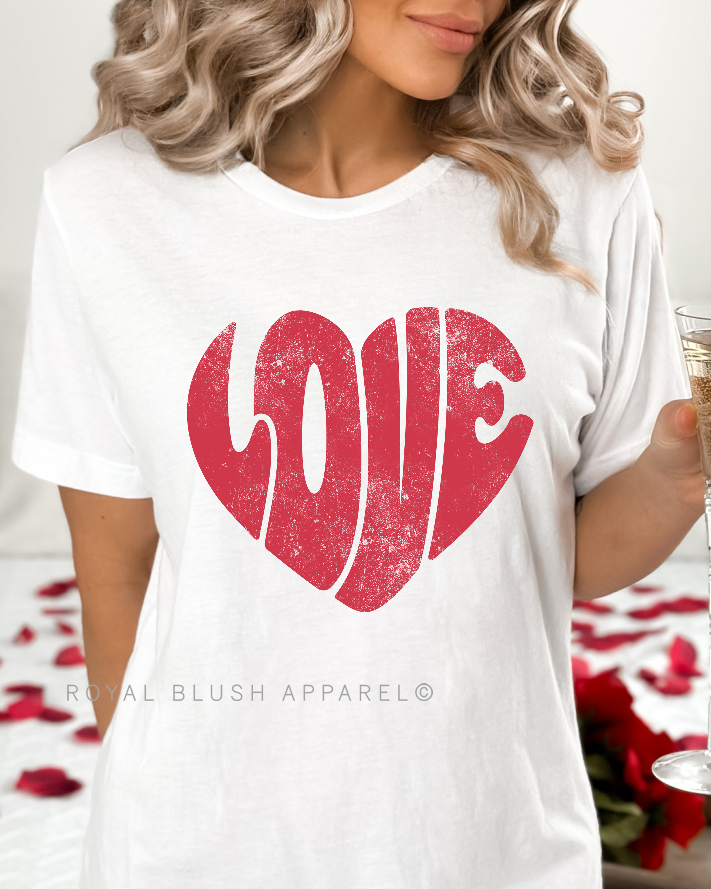 Love Red Retro Heart Relaxed Unisex T-shirt