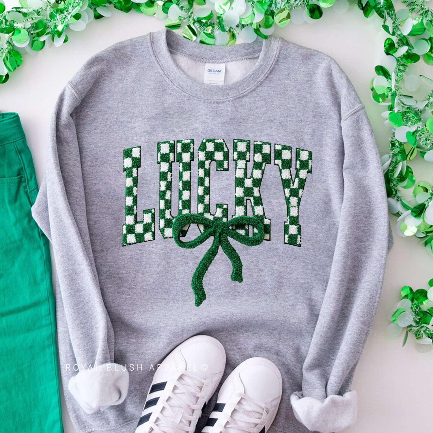 Lucky Bow Faux Yarn Sweatshirt