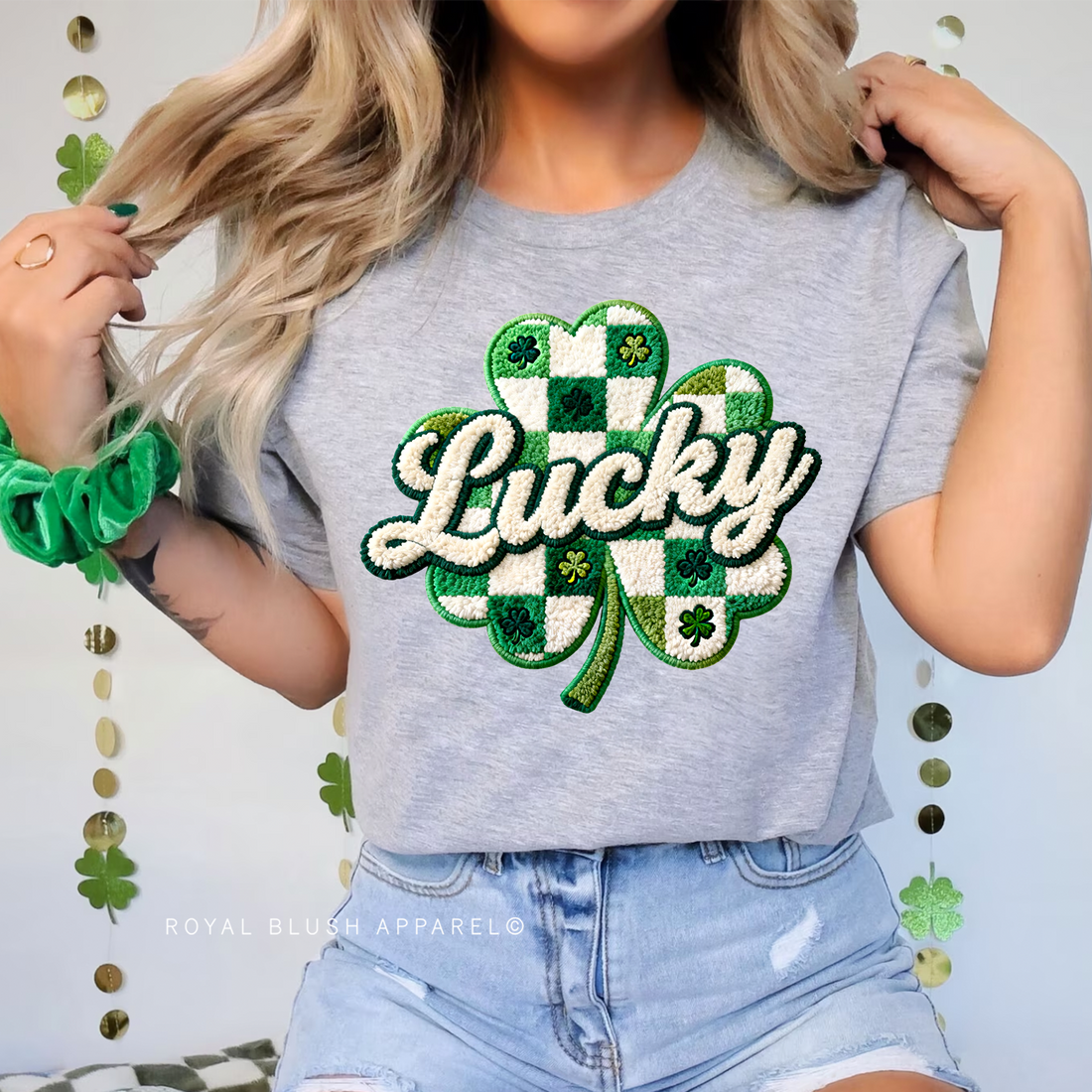 Lucky Shamrock Faux Yarn Relaxed Unisex T-shirt