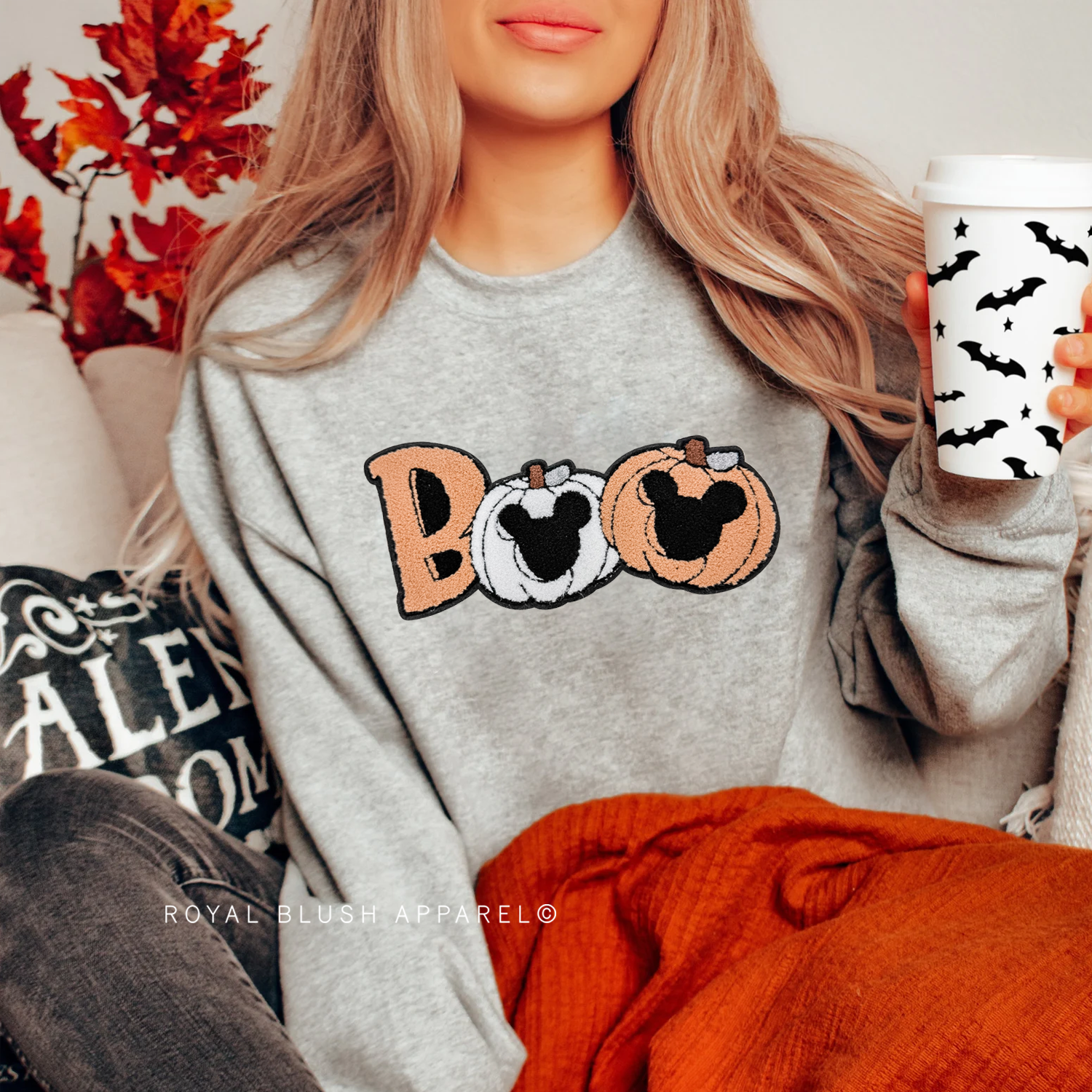 Magical Boo Pumpkin Chenille Patch Sweatshirt mockup