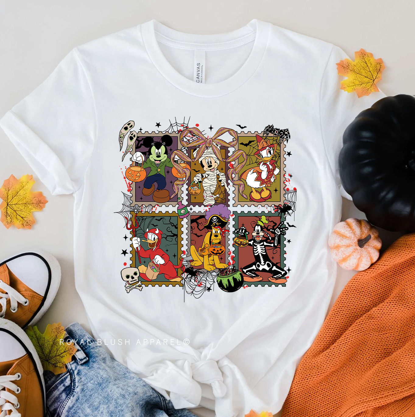 Magical Stamps graphic T-shirt mockup.