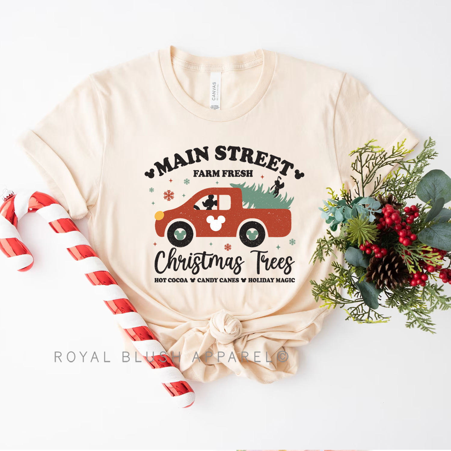 Main Street Christmas Trees Relaxed Unisex T-shirt