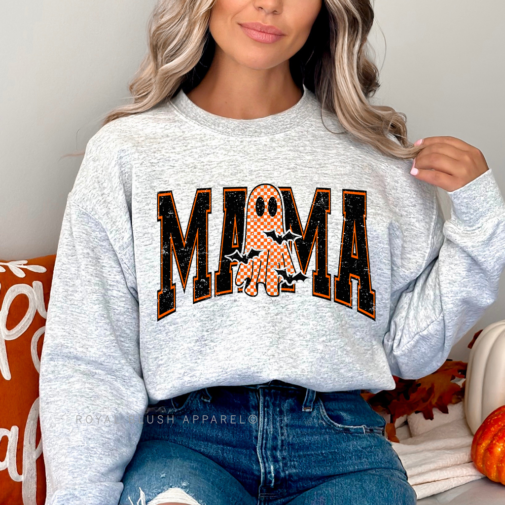 Mama Ghost Sweatshirt Halloween graphic Sweatshirt mockup.