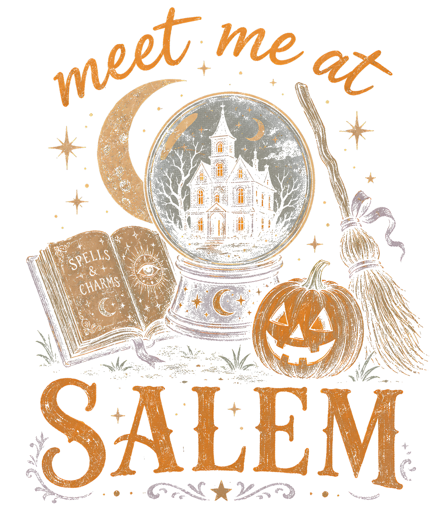 Meet Me at Salem Fall Graphic Tee design close-up