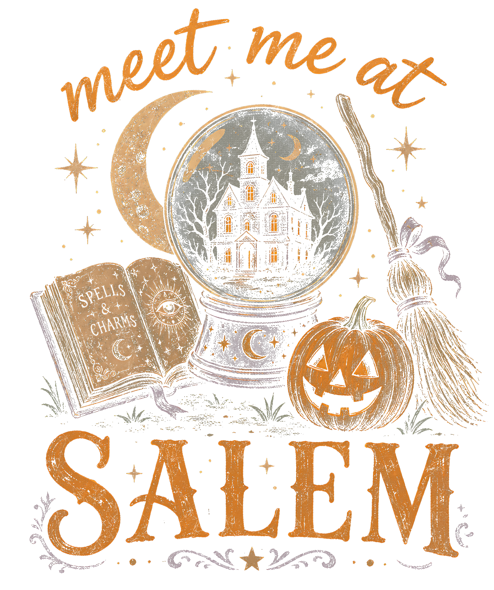 Meet Me at Salem Fall Graphic Tee design close-up