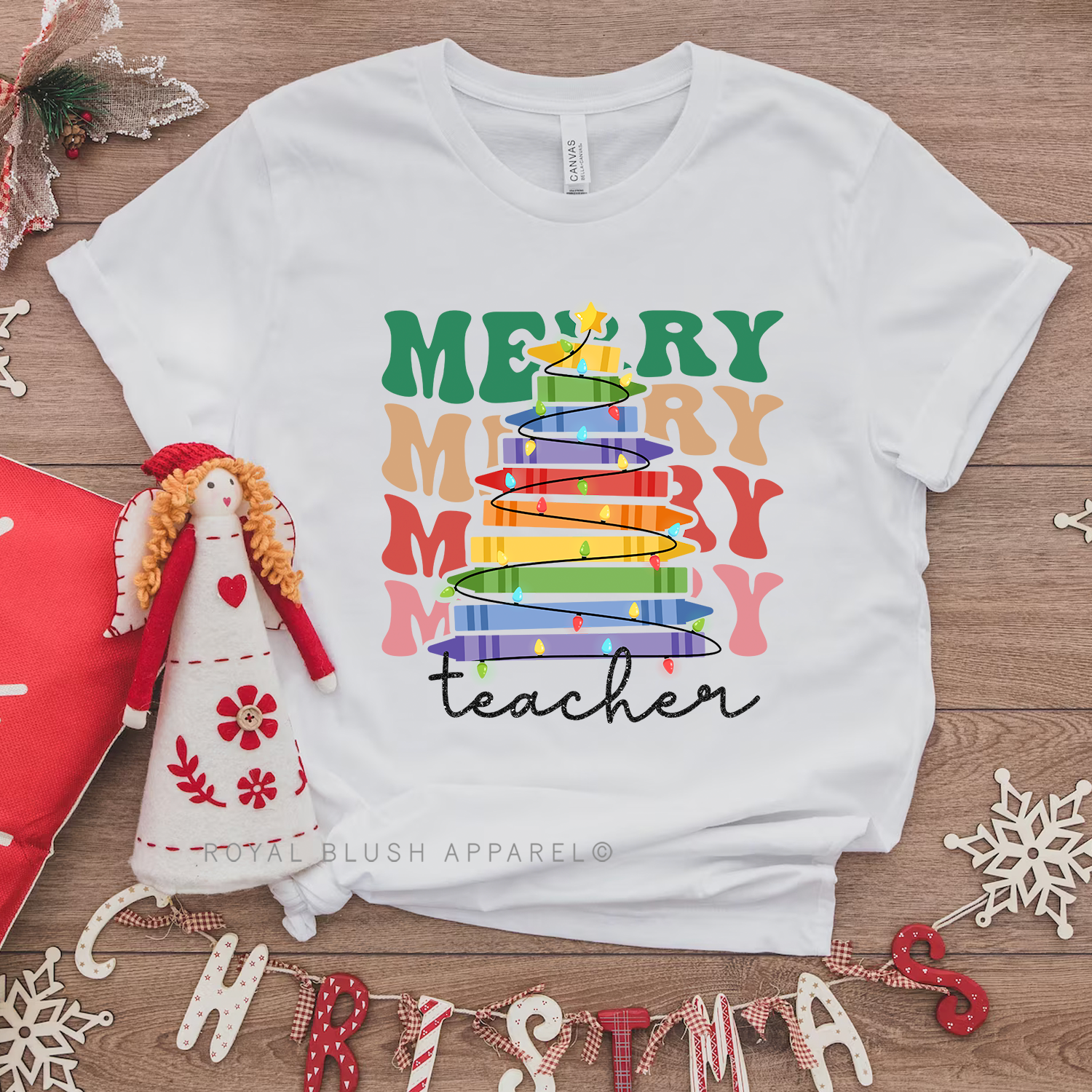 Merry Teacher Tree Relaxed Unisex T-shirt