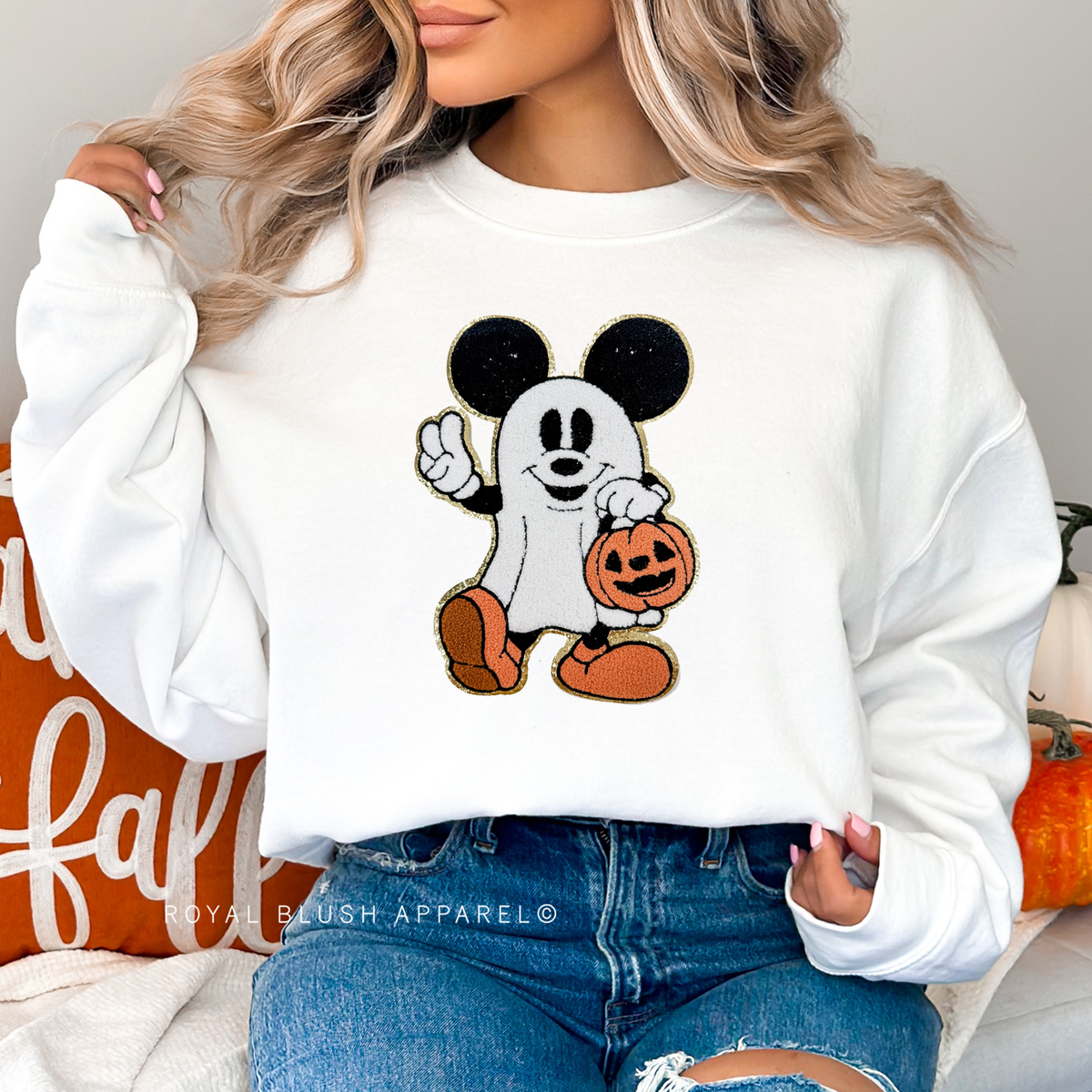 Mickey Halloween Chenille Patch Sweatshirt mockup