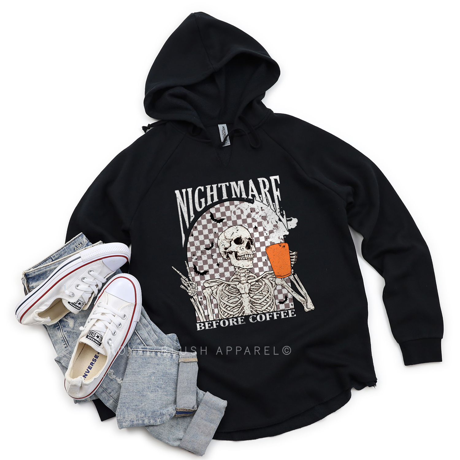 Checkered Nightmare Before Coffee Independent Hoodie