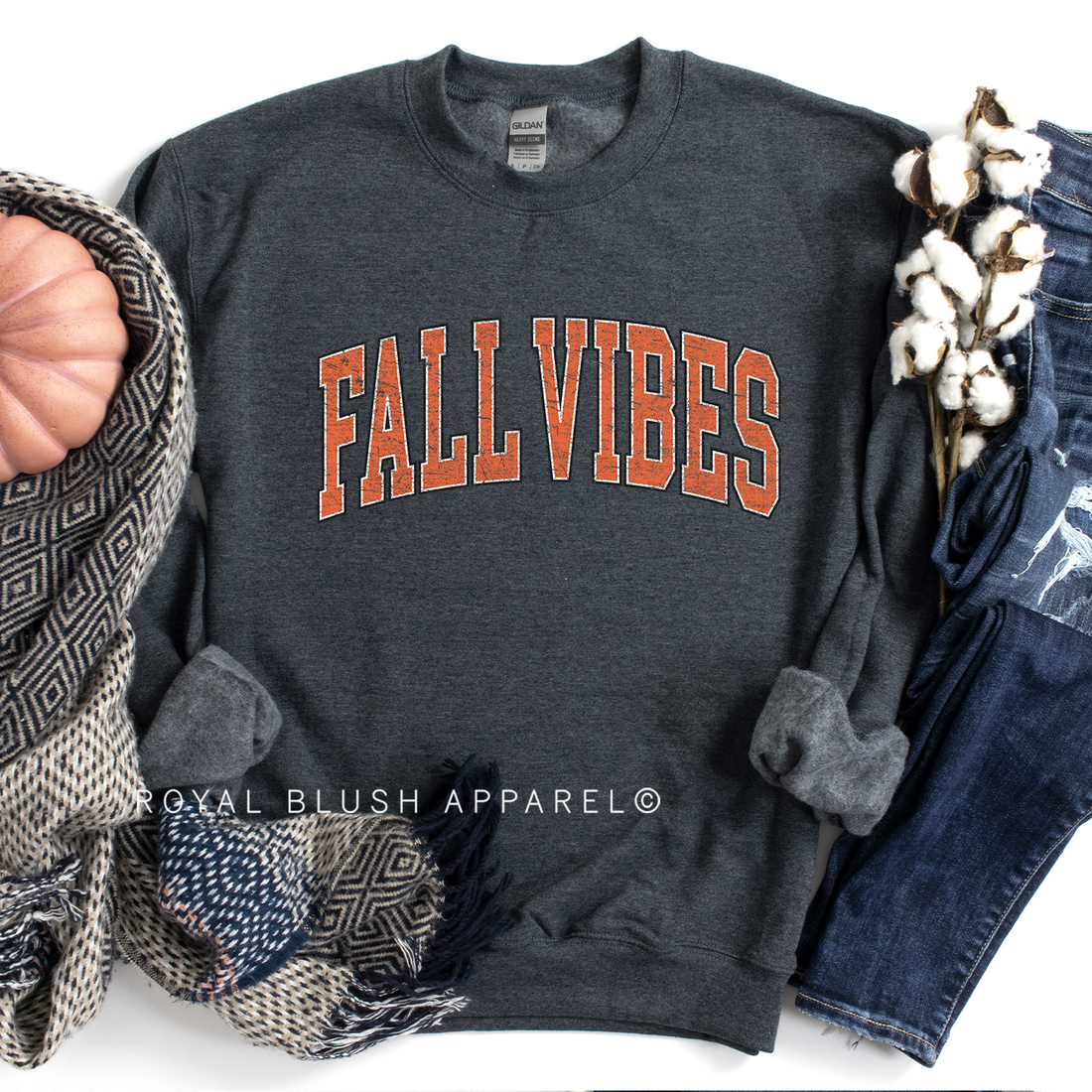 Orange FALL VIBES Sweat-shirt