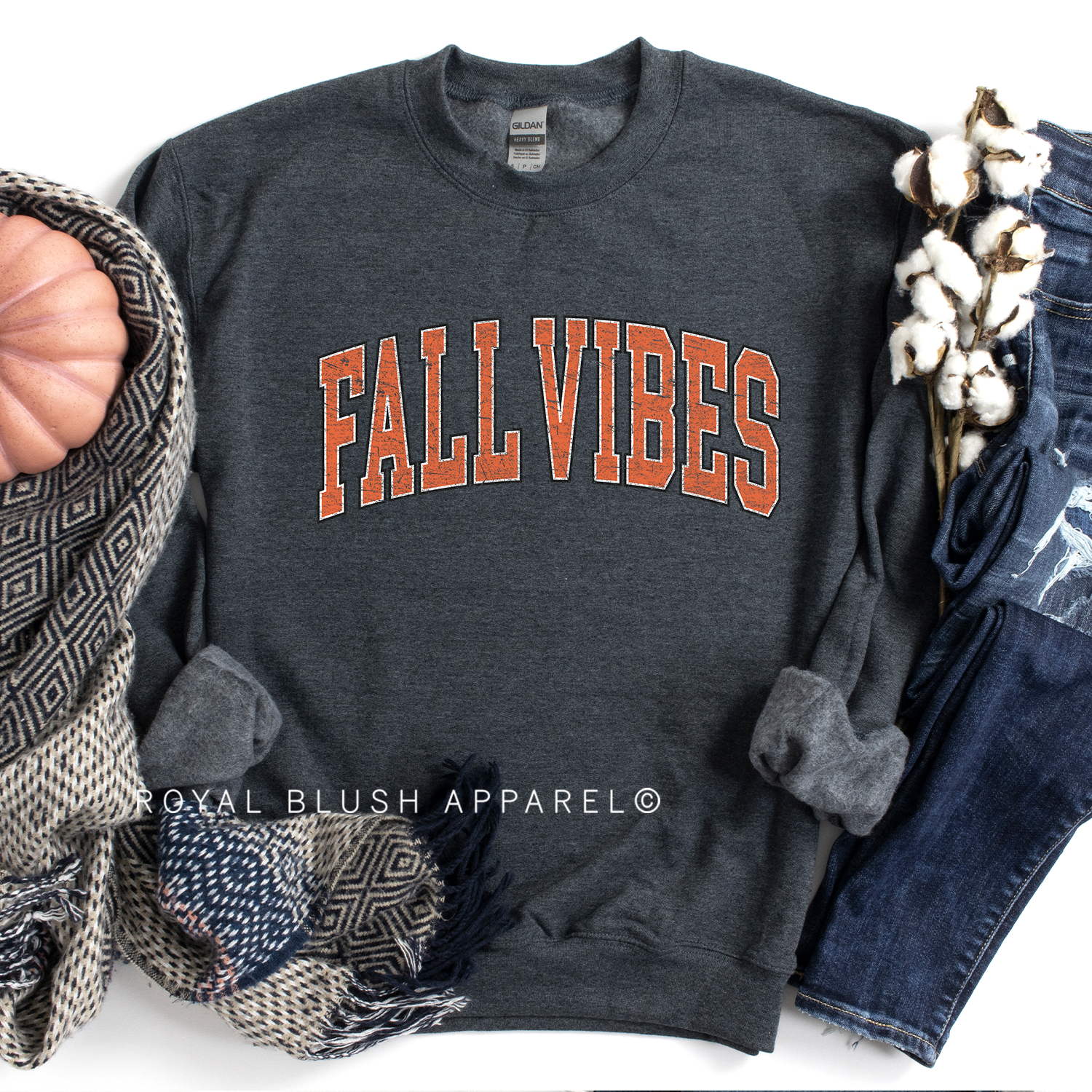 Orange FALL VIBES Sweat-shirt