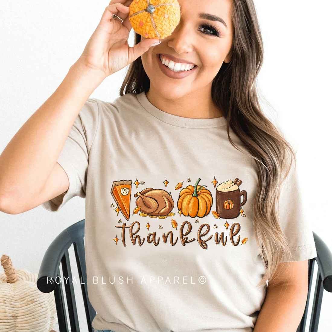 Pie Turkey Pumpkin Coffee Thankful Relaxed Unisex T-shirt