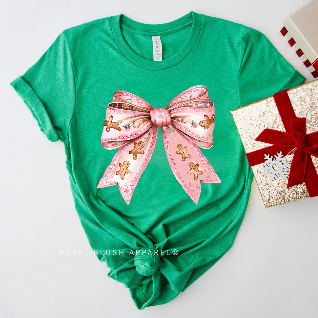 Pink Gingerbread Bow Relaxed Unisex T-shirt