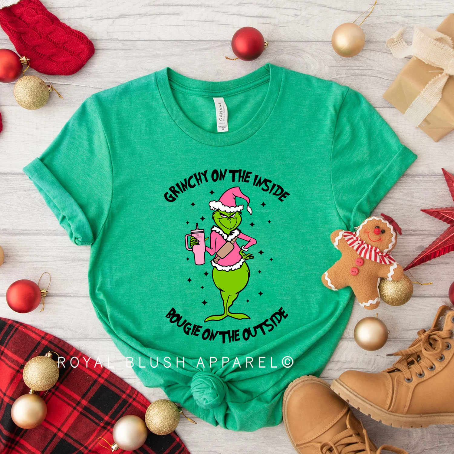 Pink Grinchy On The Inside Relaxed Unisex T-shirt