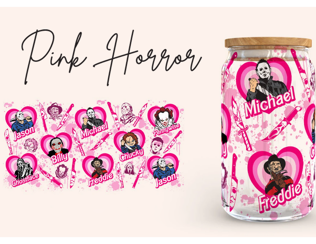 Pink Horror Iced Coffee Glass