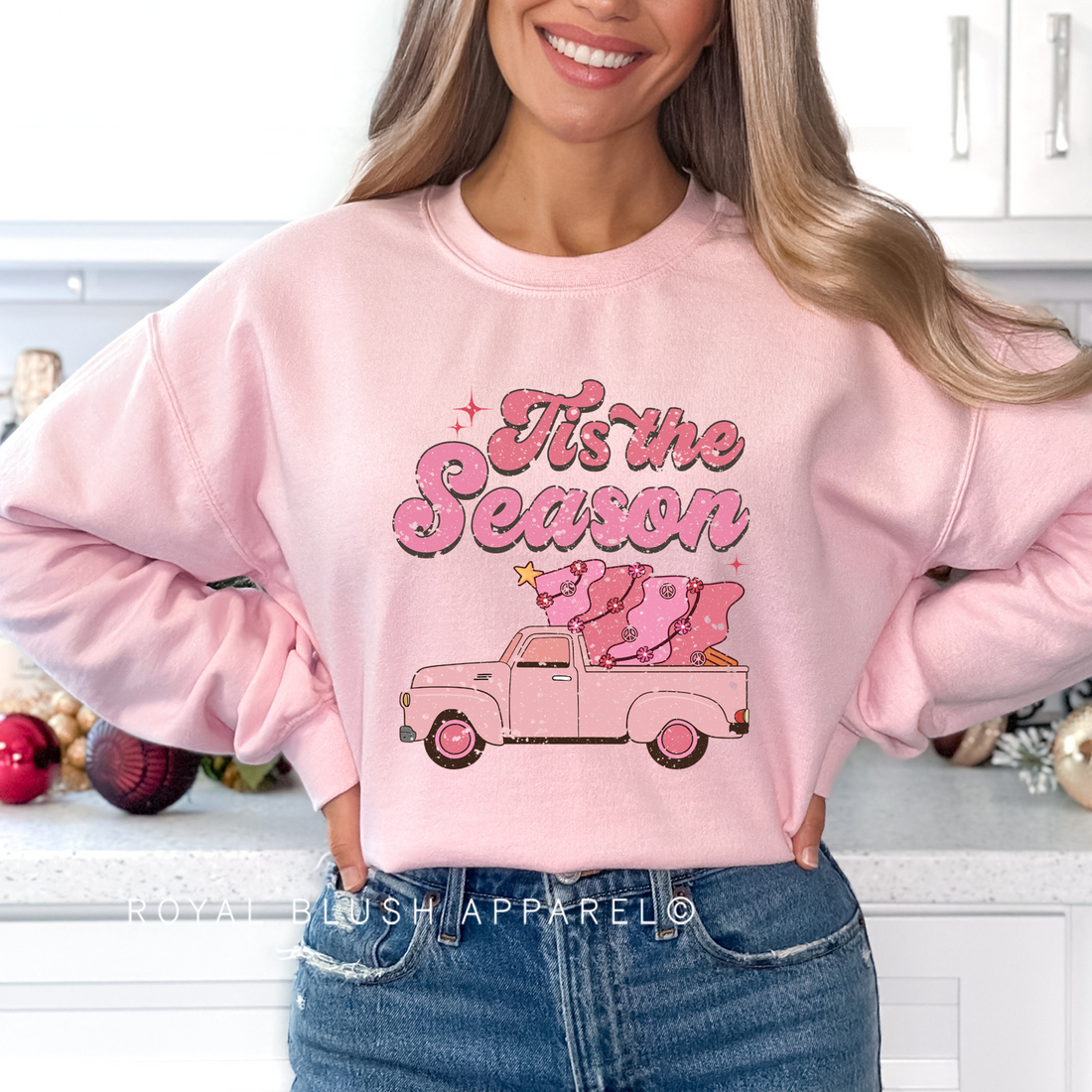 Pink Truck Tis The Season Sweatshirt