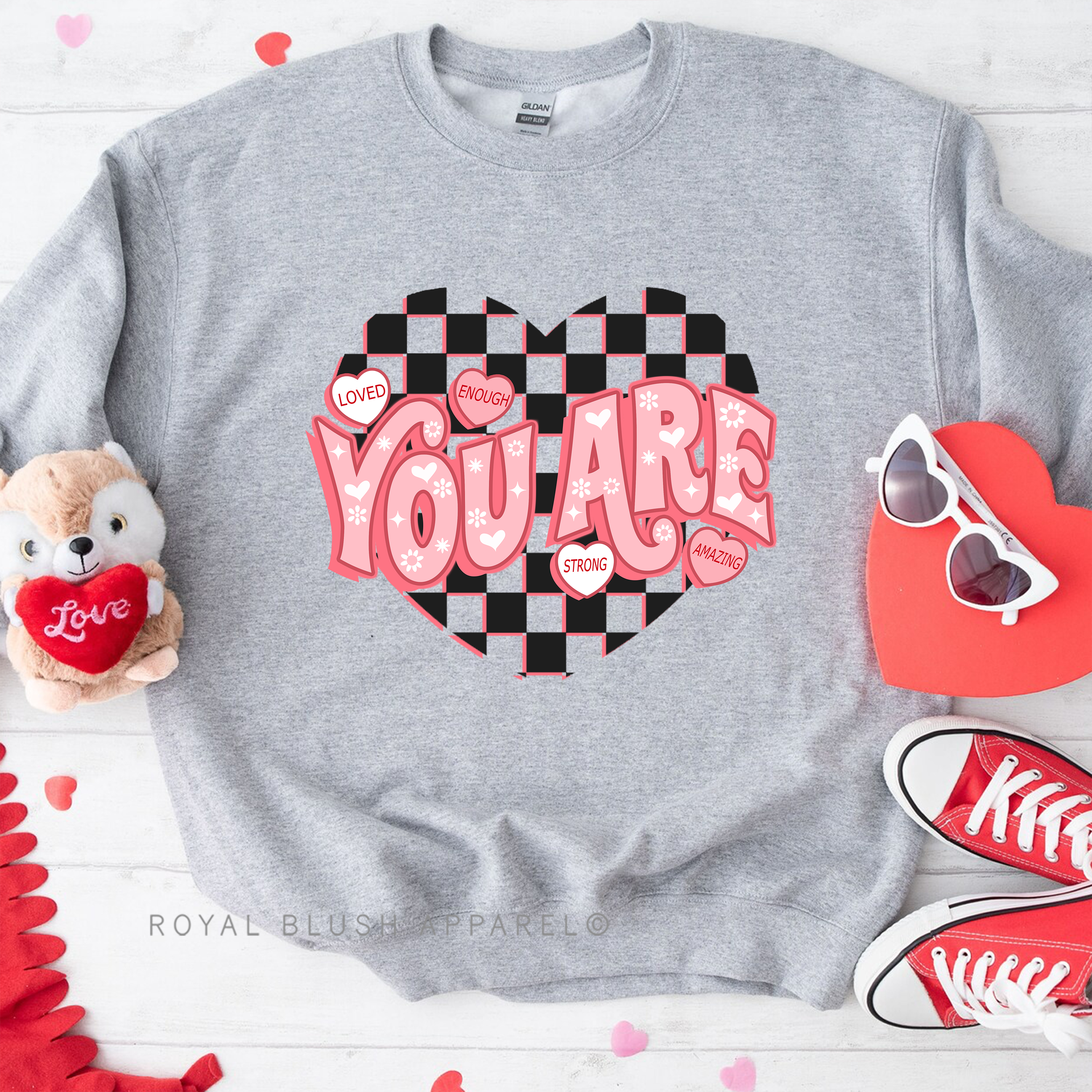 Plaid You Are Hearts Sweatshirt