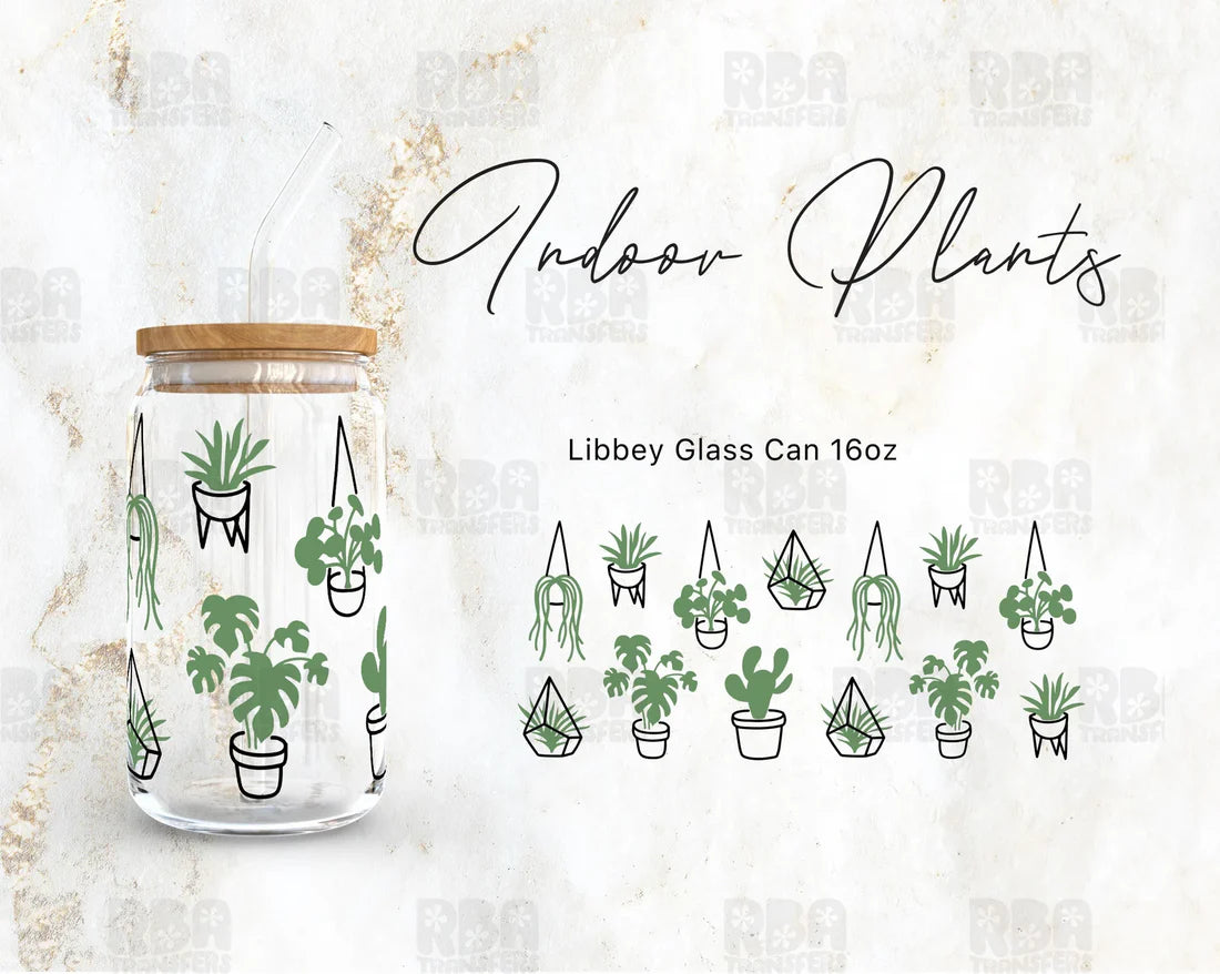 Indoor Plants Iced Coffee Glass