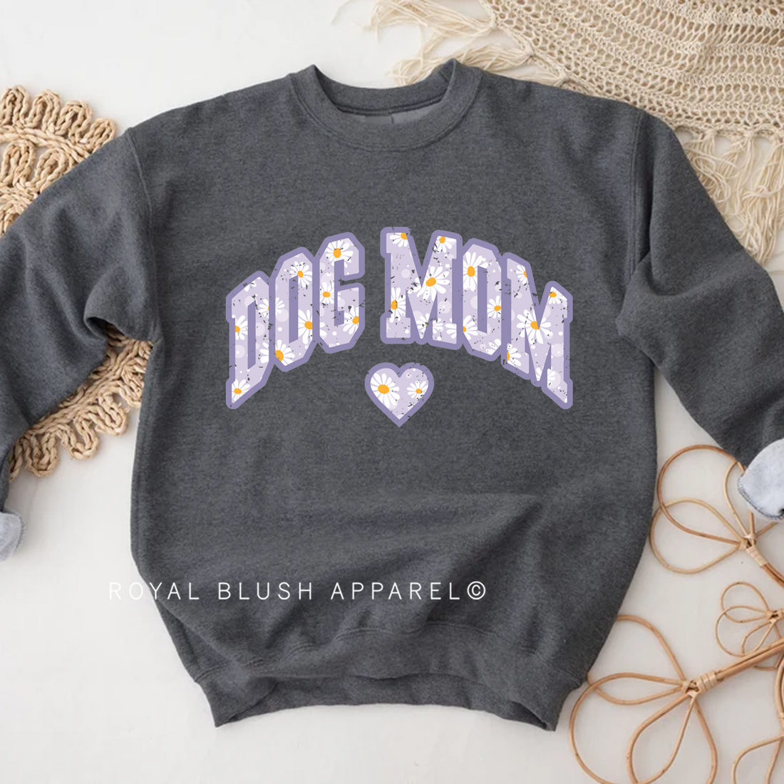 Sweat-shirt violet chien maman café