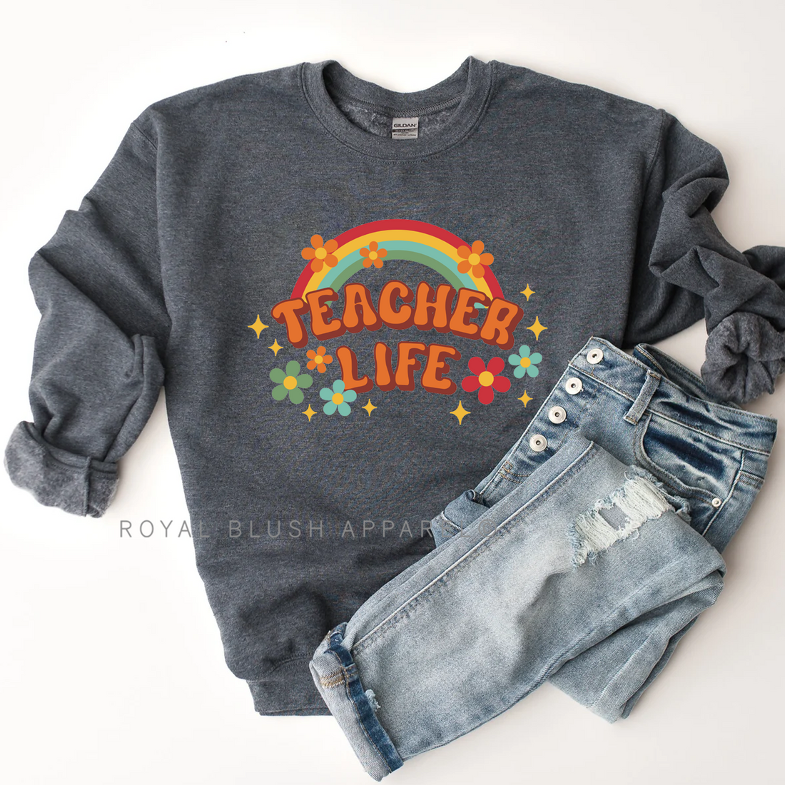 Sweat-shirt Rainbow Teacher Life