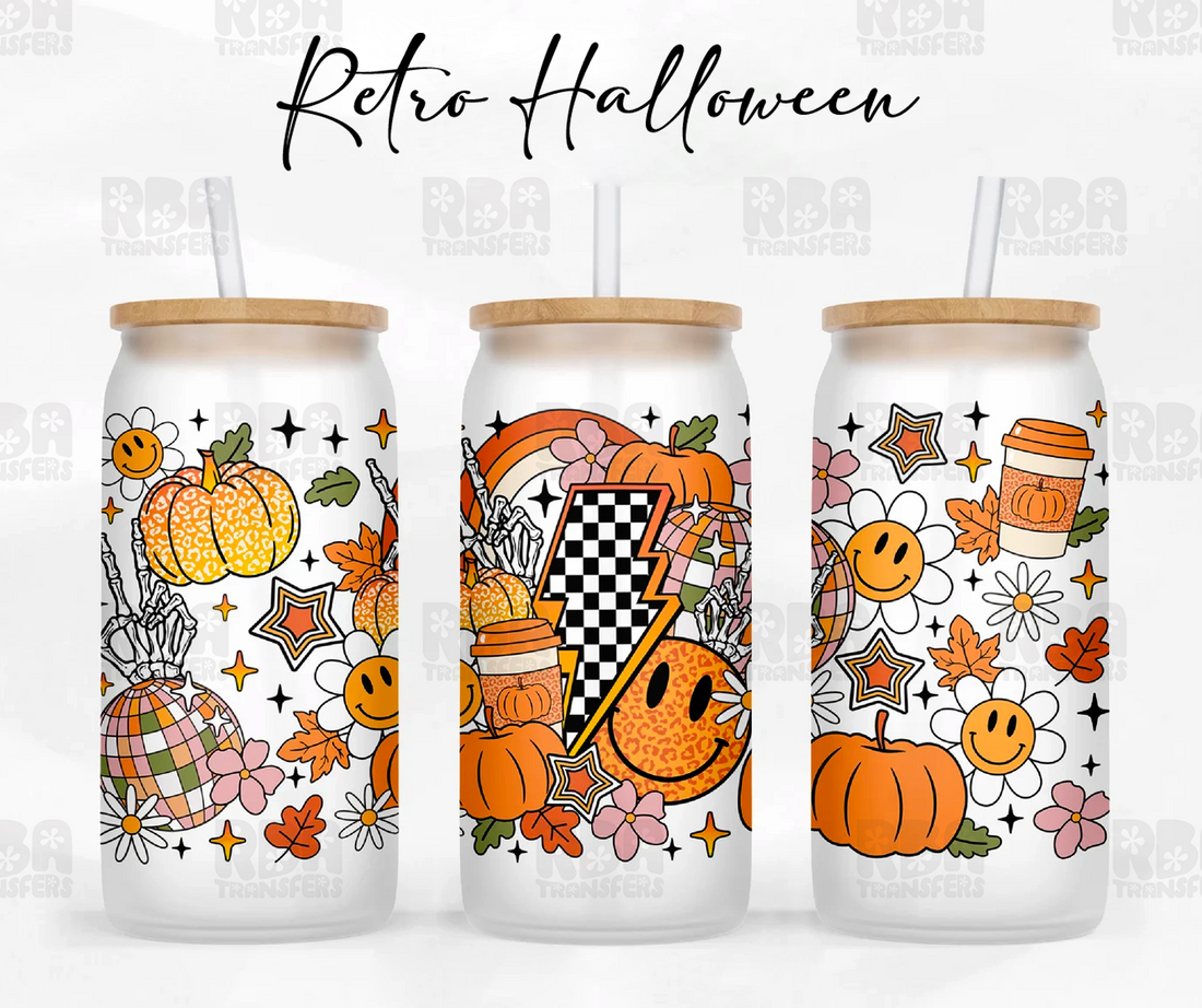 Retro Halloween Iced Coffee Glass