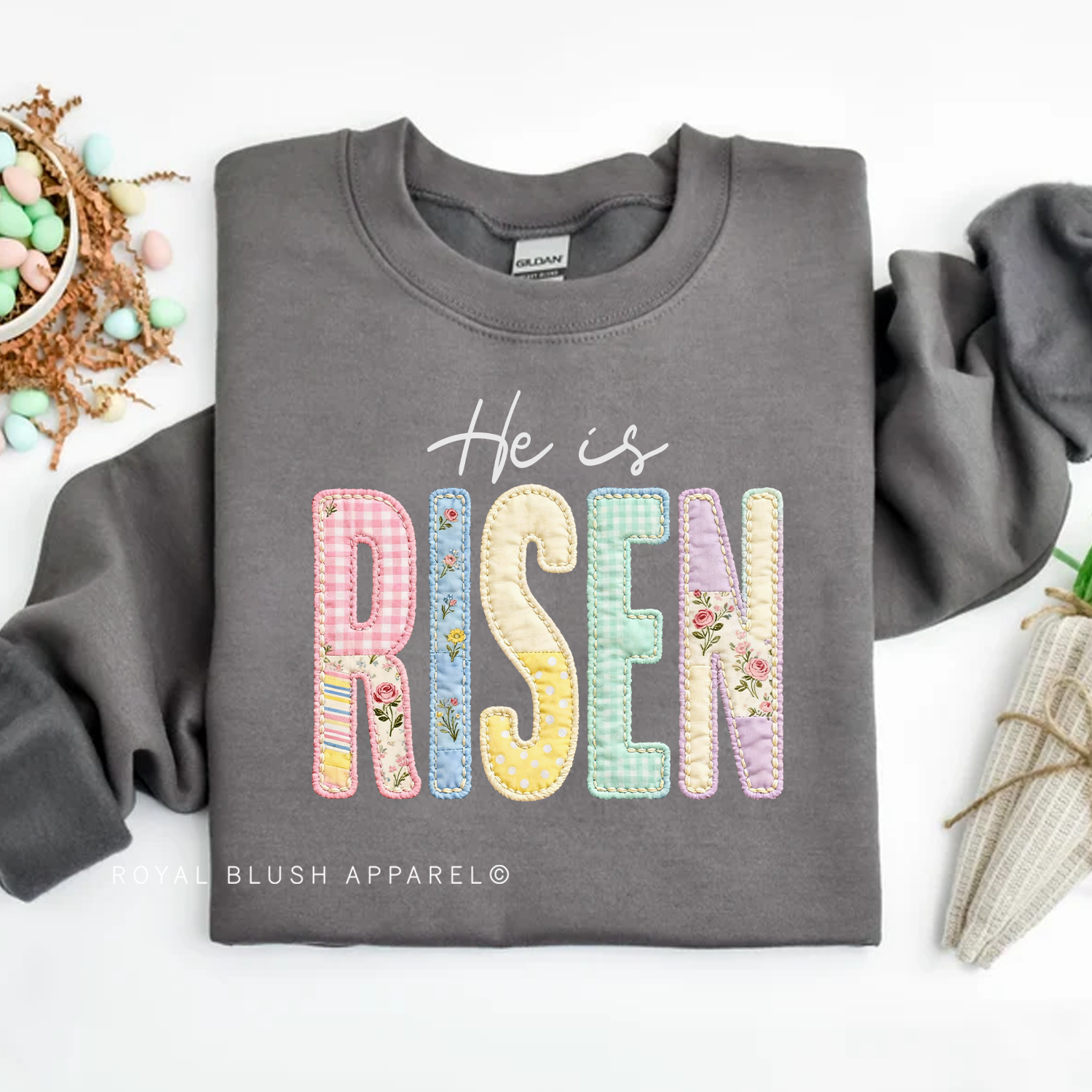 He Is Risen Faux-Quilt Sweatshirt