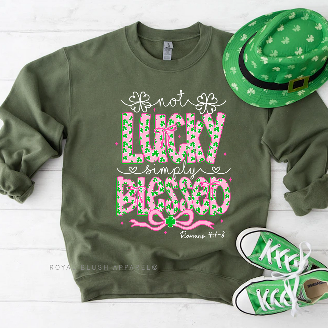 Pink Not Lucky Simply Blessed Sweatshirt