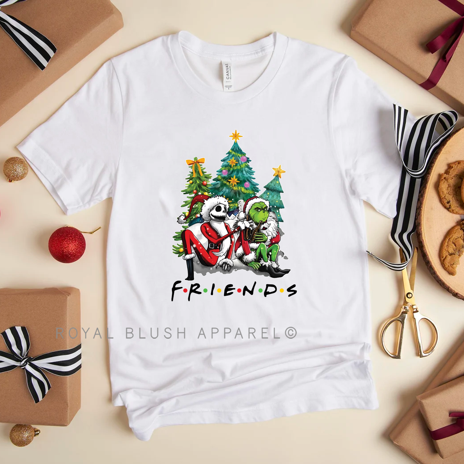 Skellington &amp; Grinch FRIENDS Relaxed Unisex T-shirt