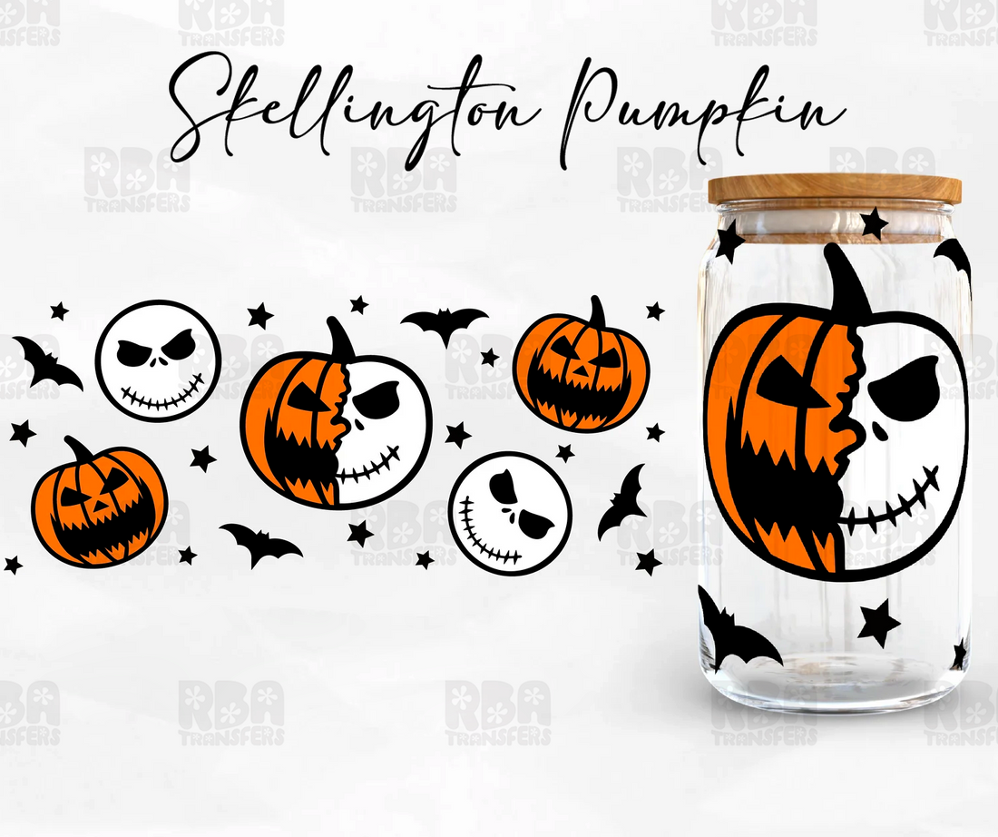 Skellington Pumpkin Iced Coffee Glass