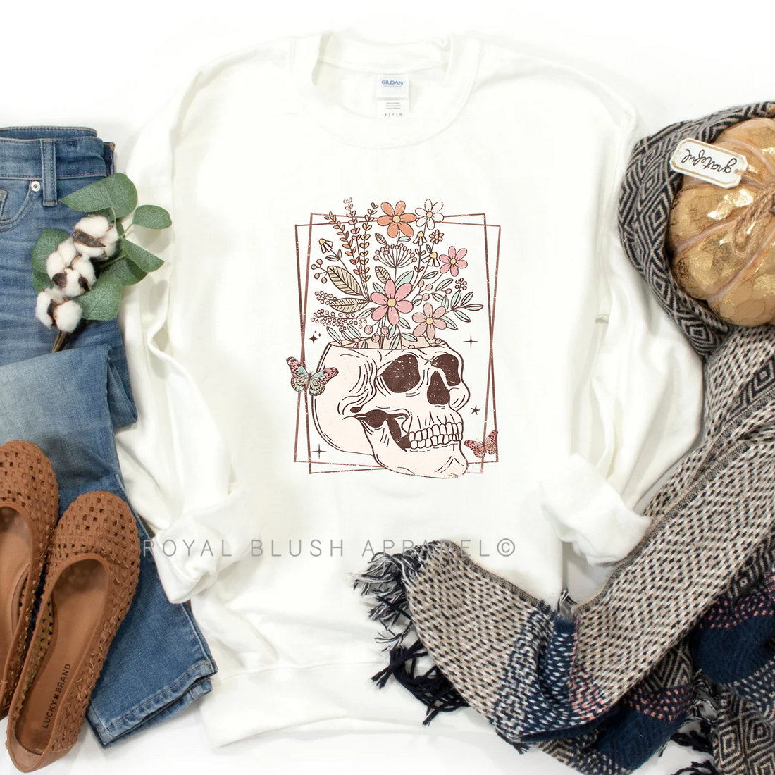 Sweat-shirt Flower Skull