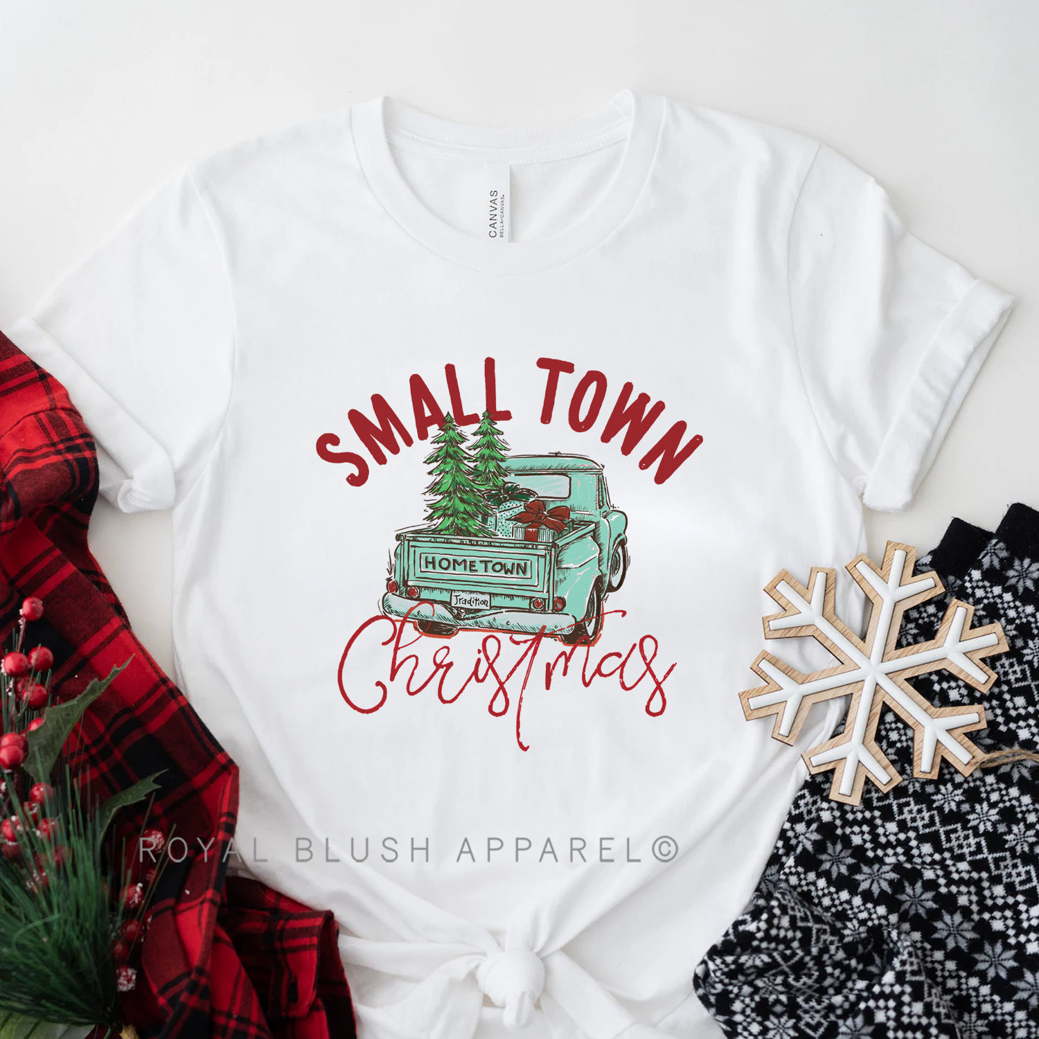 Small Town Christmas Relaxed Unisex T-shirt