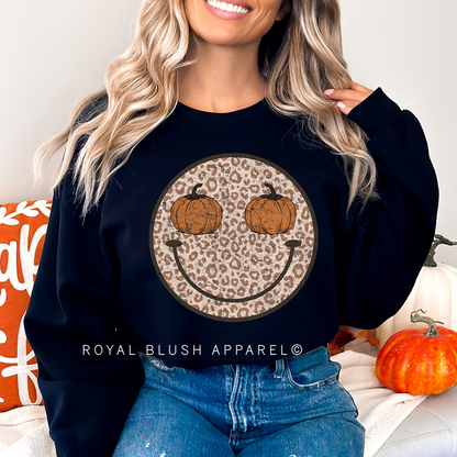 Leopard Smiley Pumpkin Sweatshirt