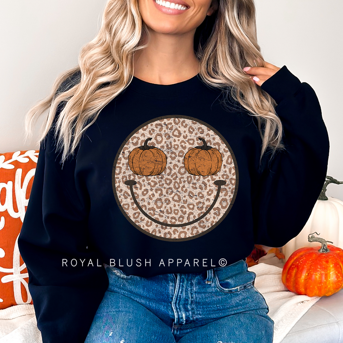 Leopard Smiley Pumpkin Sweat-shirt