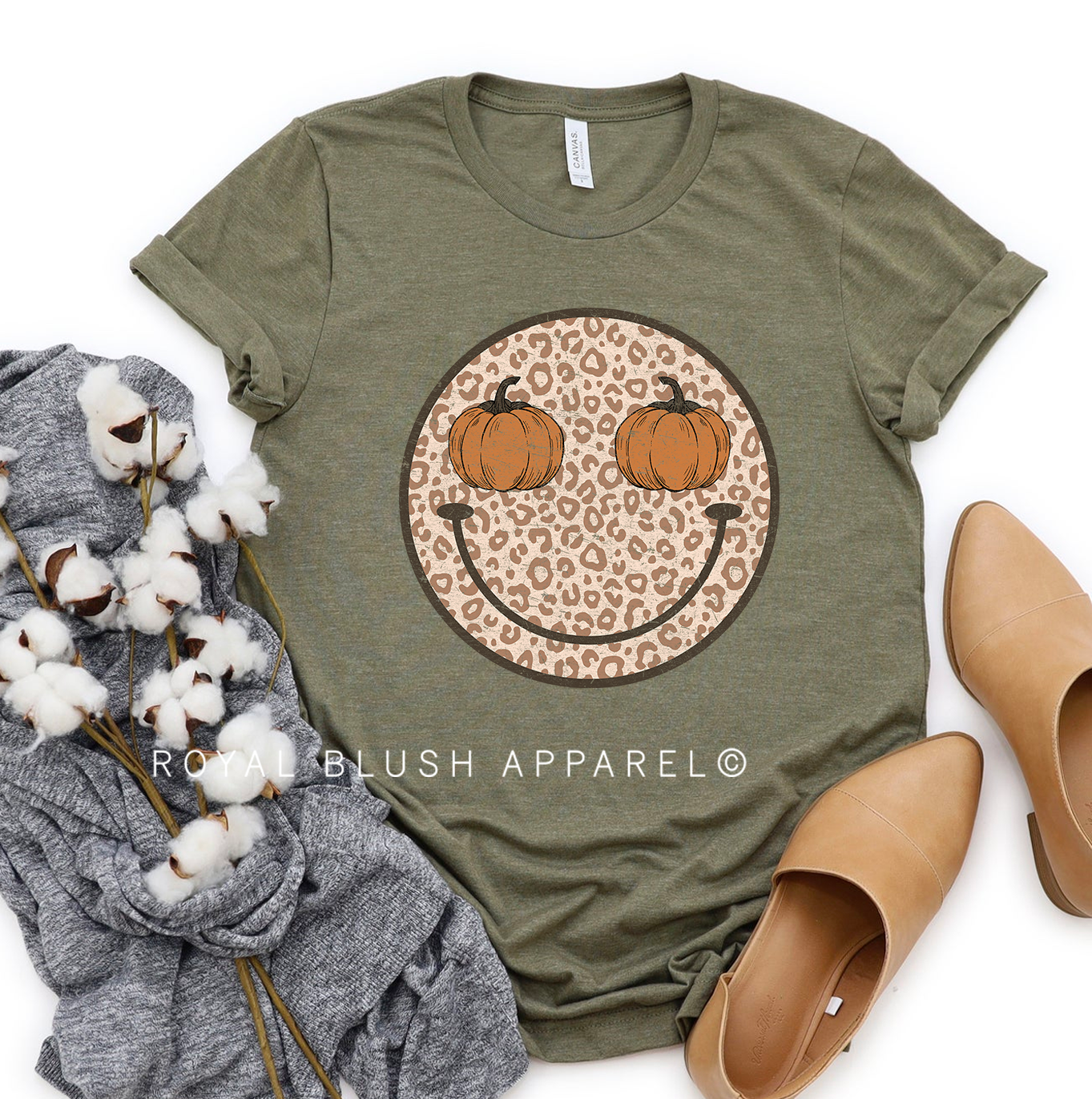Leopard Smiley Pumpkin Relaxed Unisex T-shirt