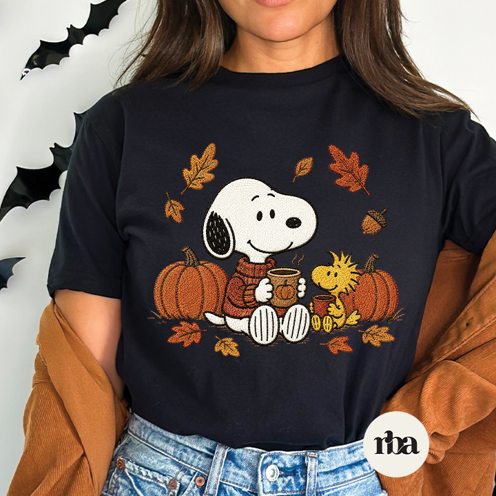 Faux Embroidery Snoops graphic T-shirt mockup.