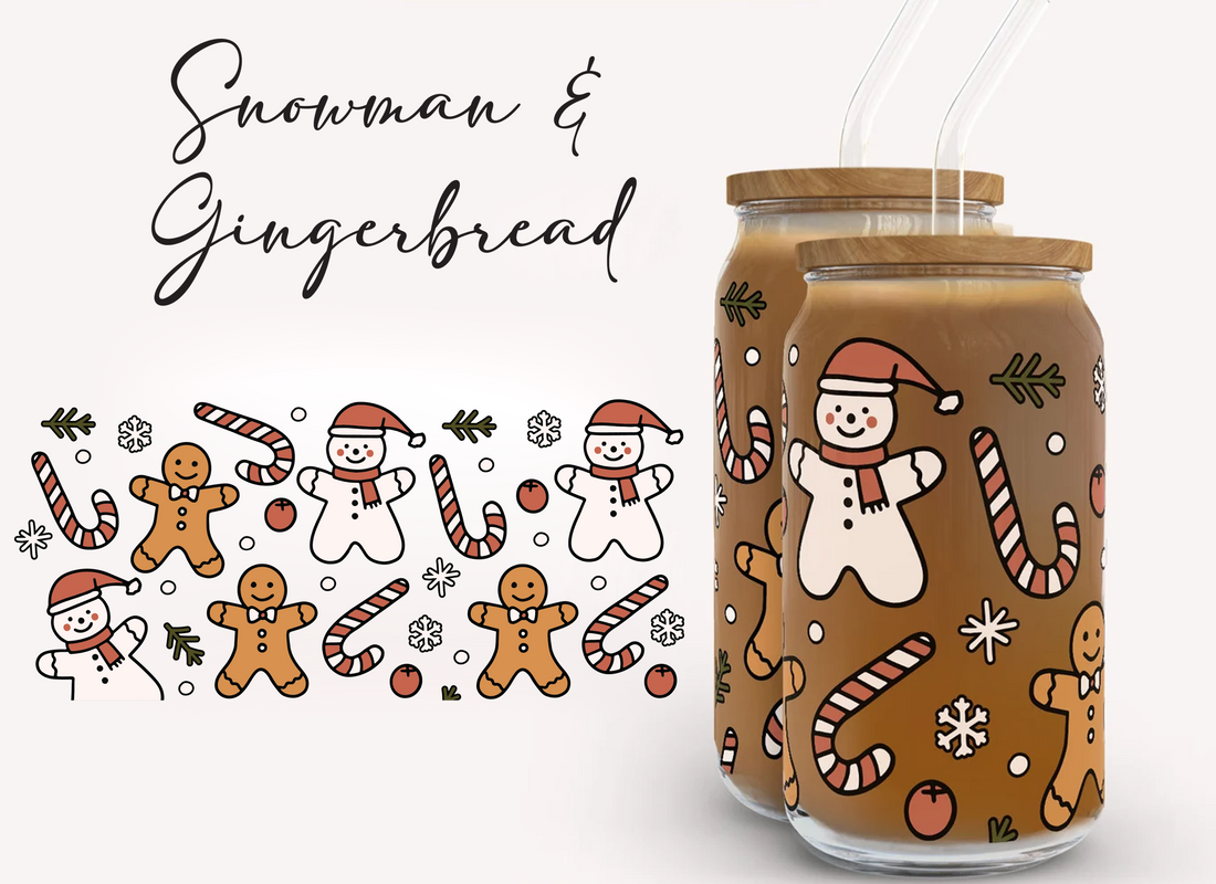 Snowman &amp; Gingerbread Iced Coffee Glass