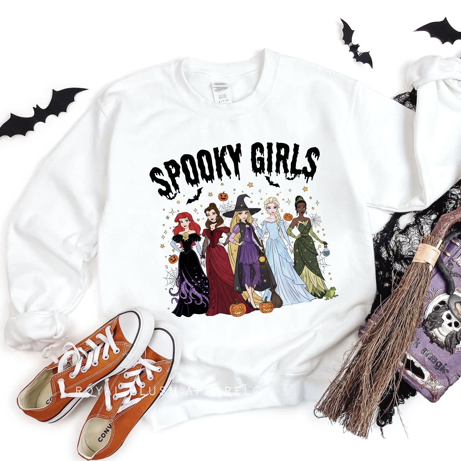 Spooky Girls Sweatshirt Halloween graphic Sweatshirt mockup.