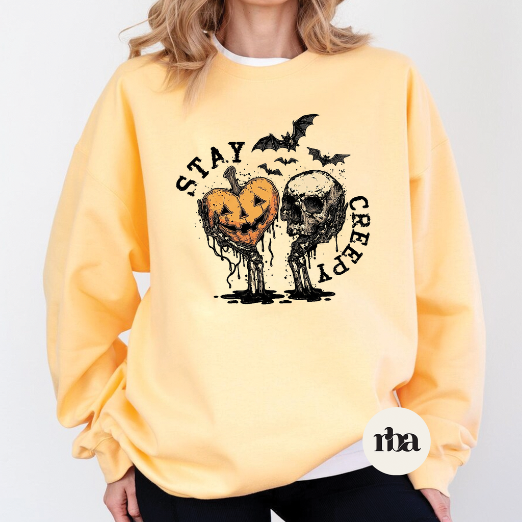 Stay Creepy Sweatshirt mockup.