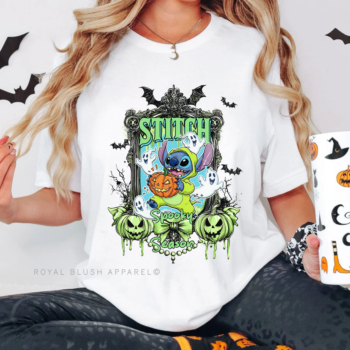 Stitch Spooky Season graphic T-shirt mockup