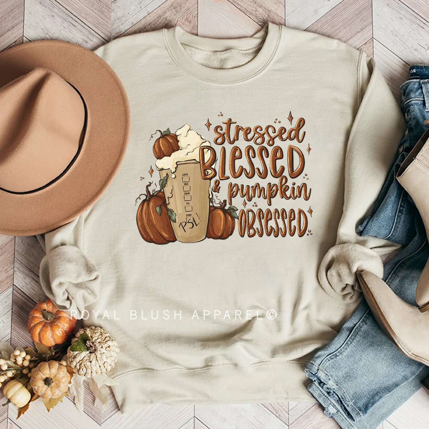Stressed Blessed &amp; Pumpkin Obsessed Sweatshirt