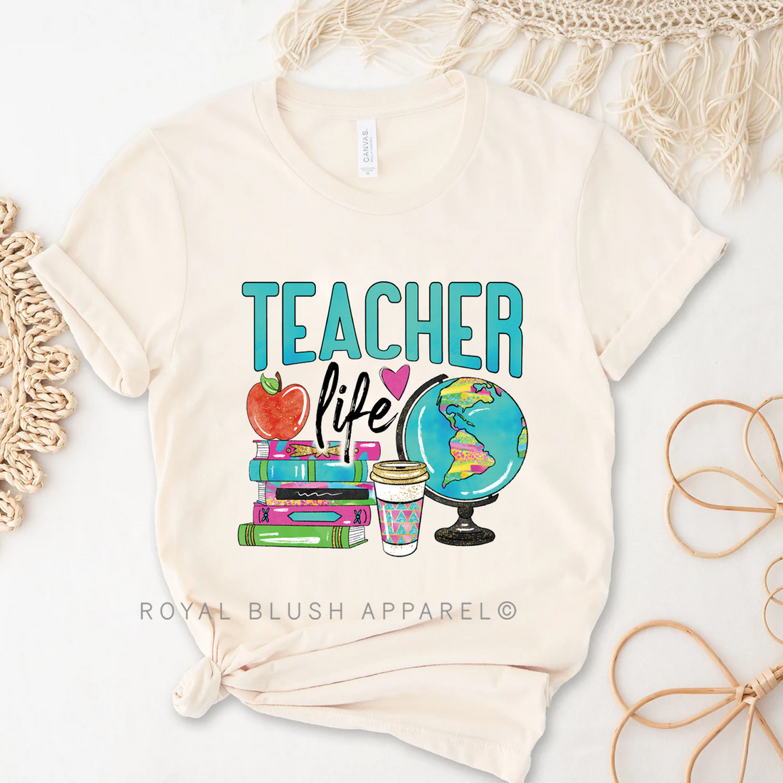 Teacher Life Globe T-shirt unisexe décontracté