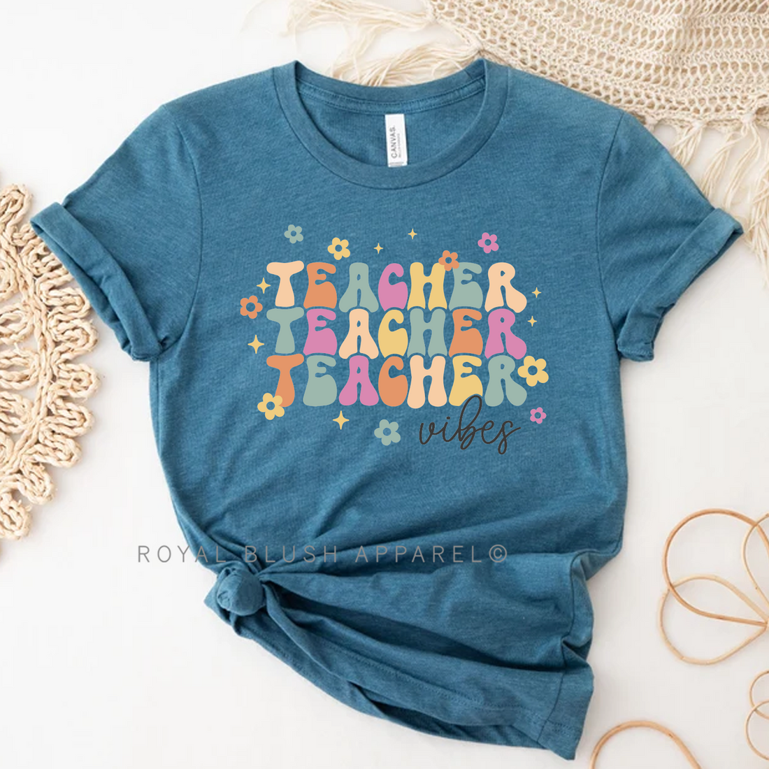 Teacher Vibes T-shirt unisexe décontracté