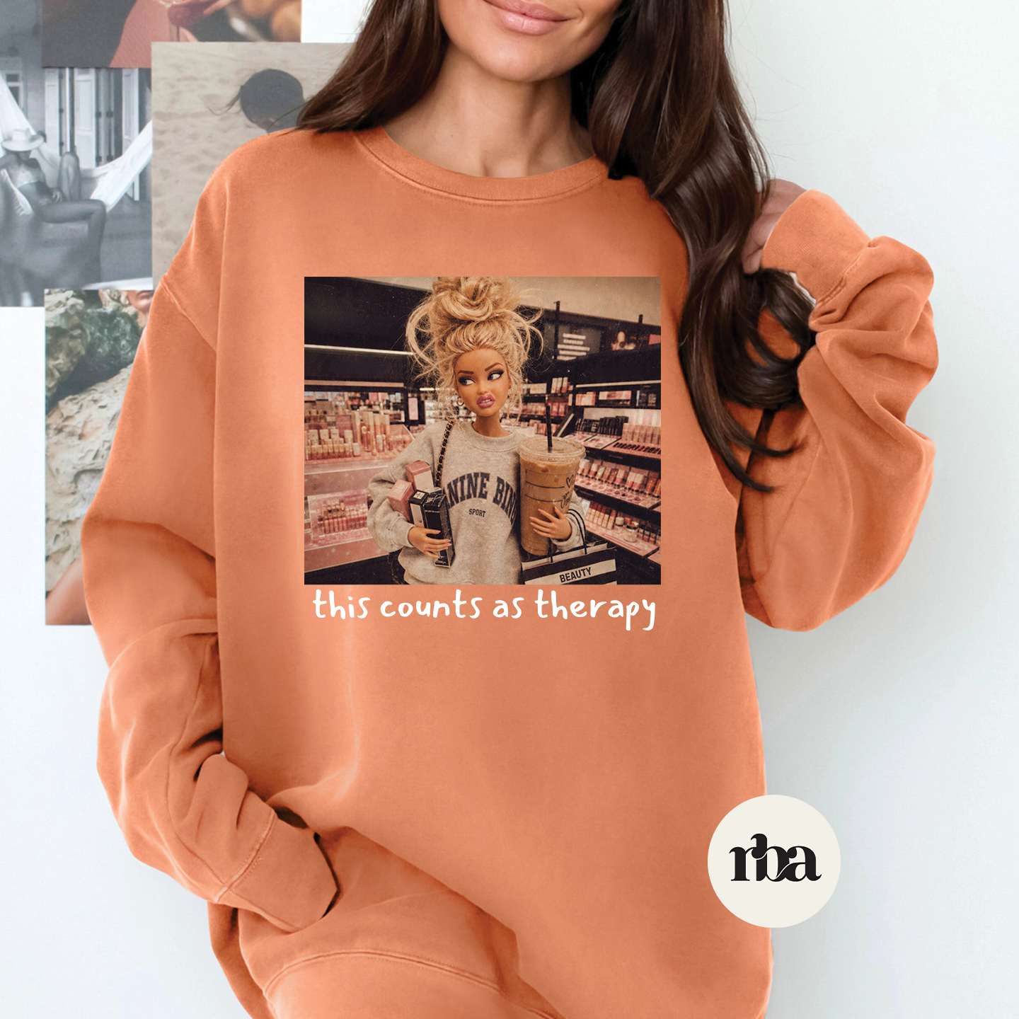 This Counts As Therapy Sweatshirt mockup.