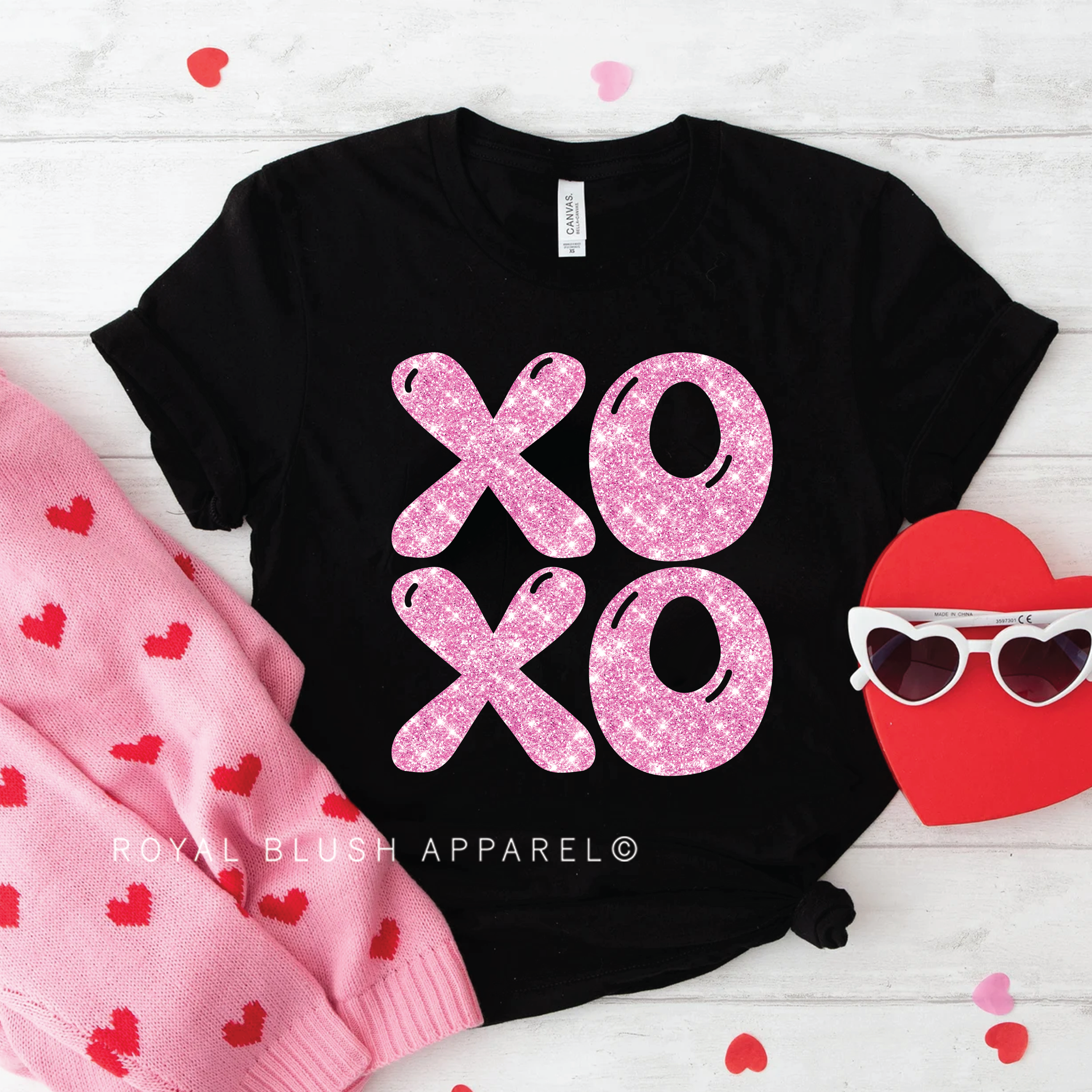 Pink Glitter XOXO Relaxed Unisex T-shirt