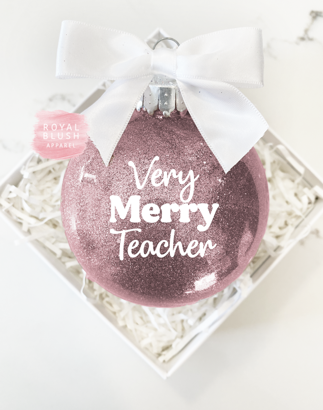 Very Merry Teacher Glitter Ornament