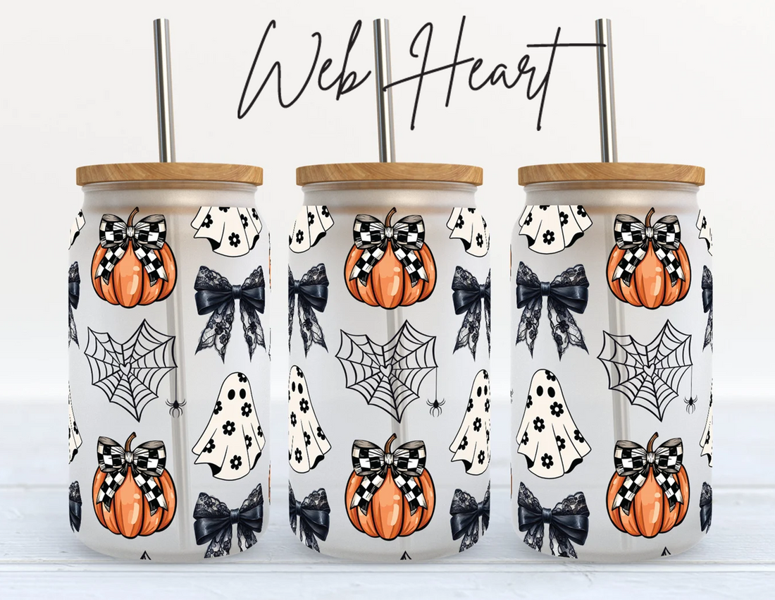 Web Heart Iced Coffee Glass