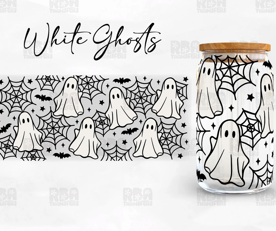 White Ghosts Iced Coffee Glass
